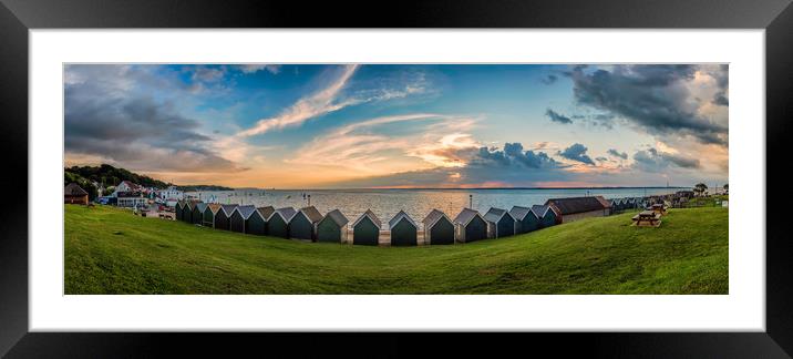 Gurnard Beach Hut Panorama Framed Mounted Print by Wight Landscapes