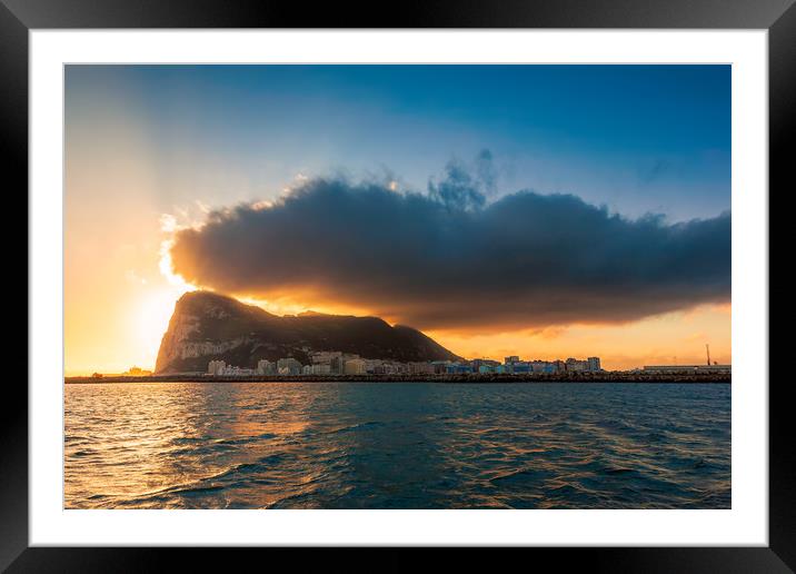 Rock Of Gibraltar Dawn Framed Mounted Print by Wight Landscapes