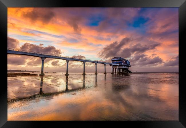 Stormy Lifeboat Station Sunset Framed Print by Wight Landscapes