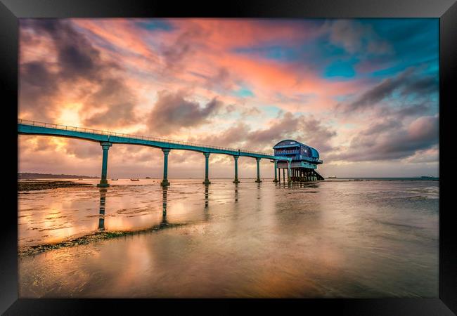 Stormy Lifeboat Station Sunset 2 Framed Print by Wight Landscapes