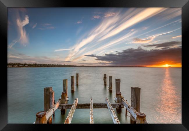 Sunset On Ryde Pier Framed Print by Wight Landscapes