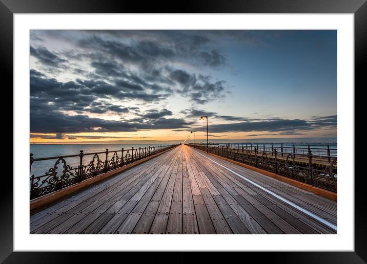 Ryde Pier Sunset Afterglow Framed Mounted Print by Wight Landscapes