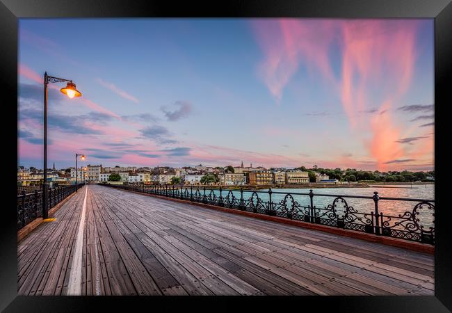 Sunset Afterglow At Ryde Pier Framed Print by Wight Landscapes
