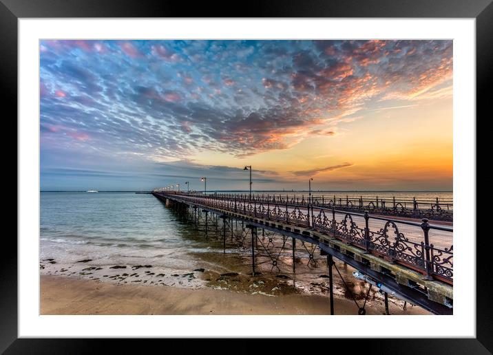 Ryde Pier Sunrise Framed Mounted Print by Wight Landscapes