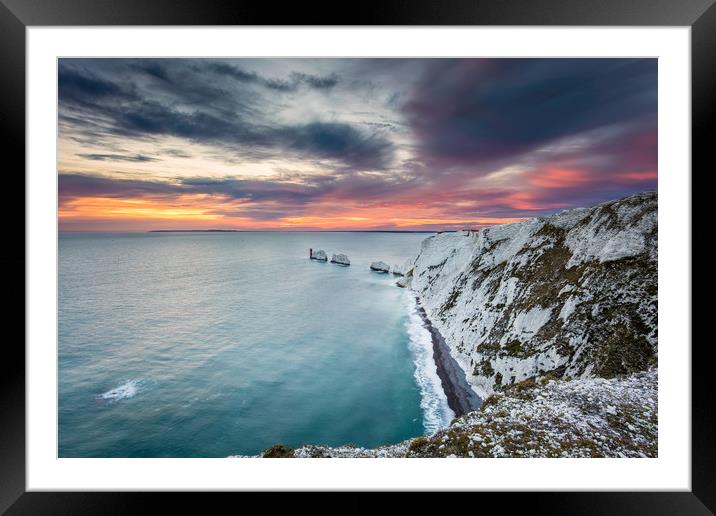 Sunset At The Needles Framed Mounted Print by Wight Landscapes