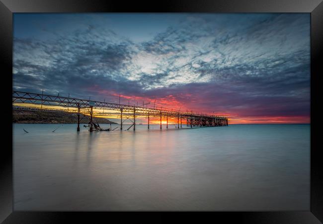 Sunset At Totland Pier Framed Print by Wight Landscapes