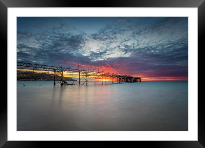 Sunset At Totland Pier Framed Mounted Print by Wight Landscapes