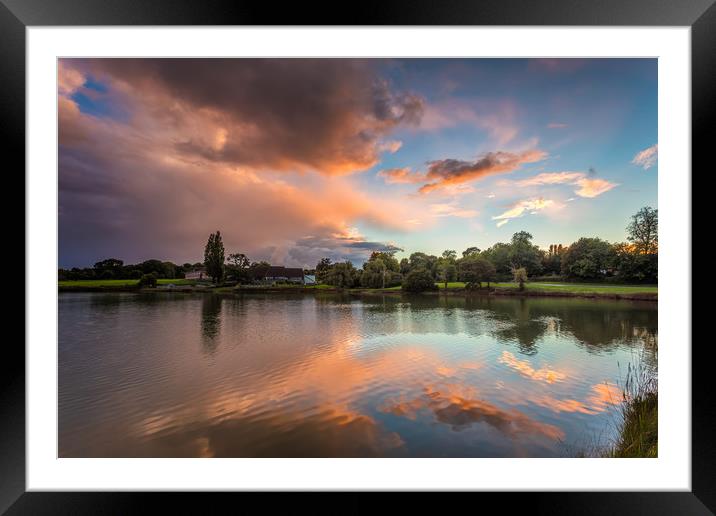 Lakeside Sunset Framed Mounted Print by Wight Landscapes