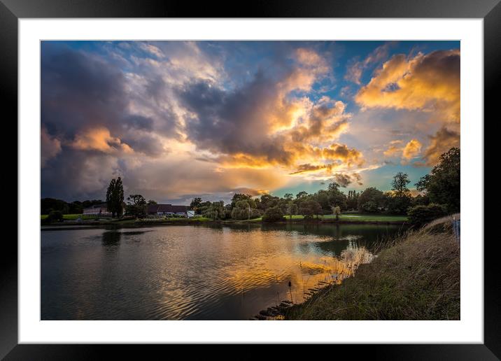 Lakeside Hotel Sunset Framed Mounted Print by Wight Landscapes