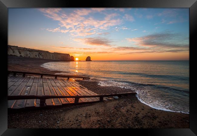 Sunrise At The Lifeboat Slipway Framed Print by Wight Landscapes