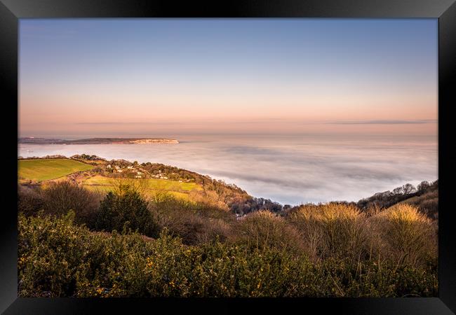 Fog Over Sandown Bay Framed Print by Wight Landscapes