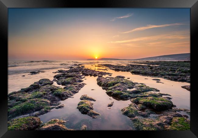 Compton Bay Sunset Isle Of Wight Framed Print by Wight Landscapes
