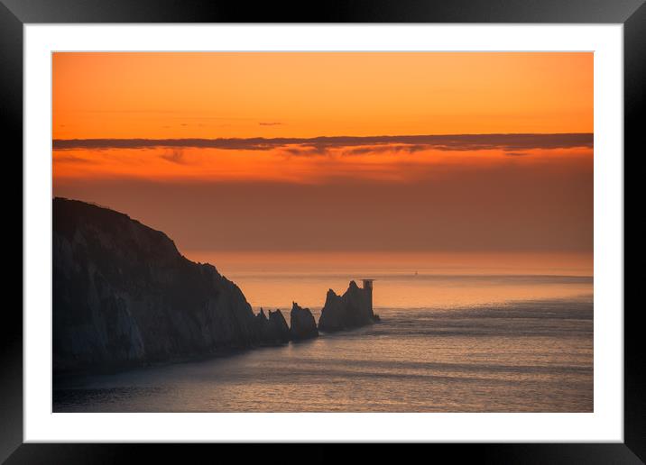 The Needles Sunset. Isle Of Wight Framed Mounted Print by Wight Landscapes