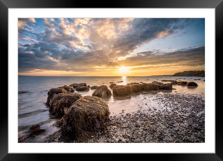 Woodside Bay Rockscape Sunrise Framed Mounted Print by Wight Landscapes