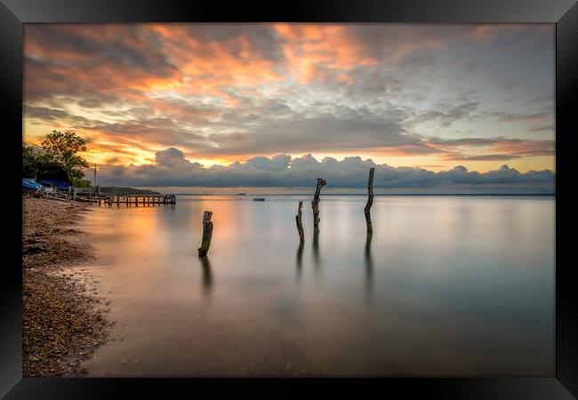 Woodside Bay Sunset Framed Print by Wight Landscapes