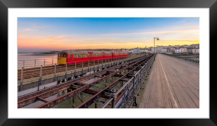 Island Line Train Sunset Isle Of Wight Framed Mounted Print by Wight Landscapes