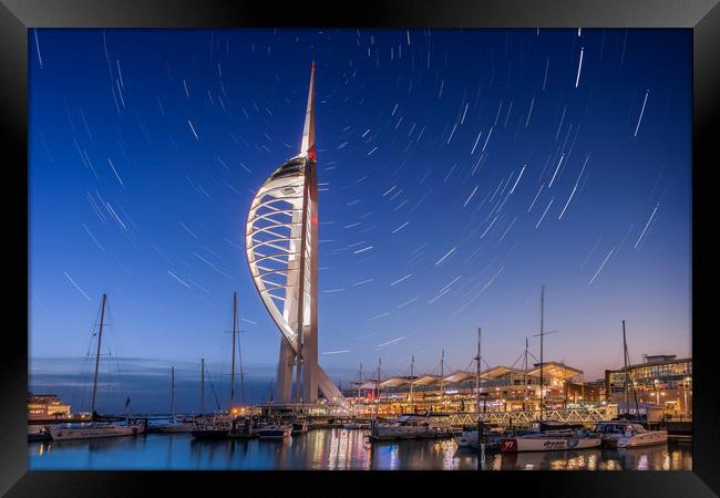 Spinnaker Tower With Star Trails Framed Print by Wight Landscapes