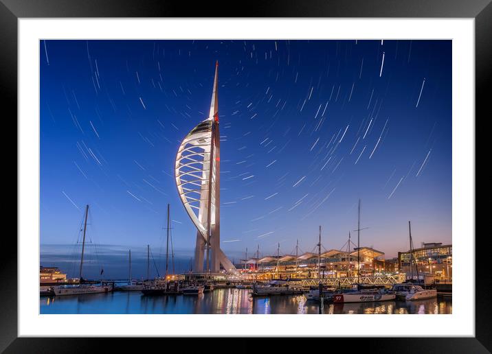 Spinnaker Tower With Star Trails Framed Mounted Print by Wight Landscapes