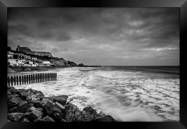 Ventnor Beach Isle Of Wight BW Framed Print by Wight Landscapes