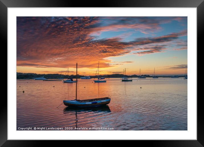 Newtown Boats Sunset Framed Mounted Print by Wight Landscapes
