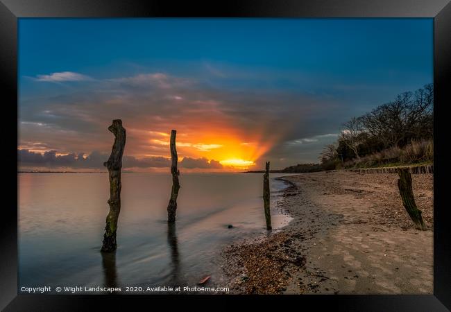 Woodside Bay Sunrise Isle Of Wight Framed Print by Wight Landscapes
