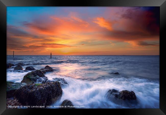 Gurnard Bay Sunset Cowes Isle Of Wight Framed Print by Wight Landscapes