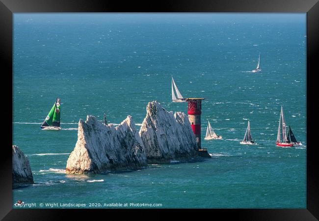 RORC Race The Wight Rounding The Needles Framed Print by Wight Landscapes