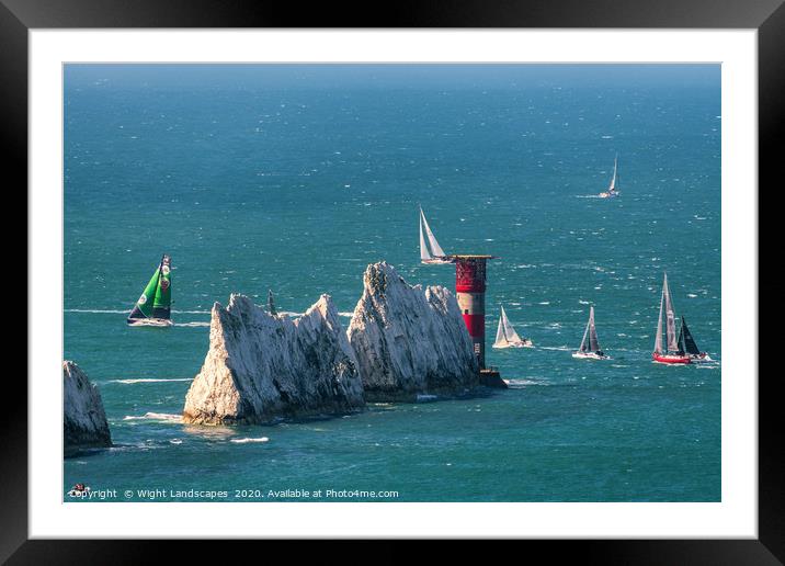 RORC Race The Wight Rounding The Needles Framed Mounted Print by Wight Landscapes
