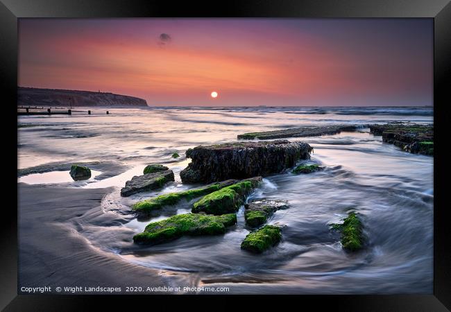 Sunrise At Sandown Beach Framed Print by Wight Landscapes