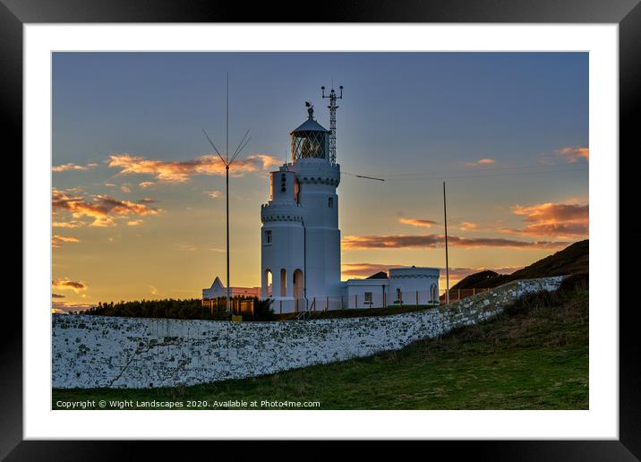 St Catherines Lighthouse Sunset Framed Mounted Print by Wight Landscapes