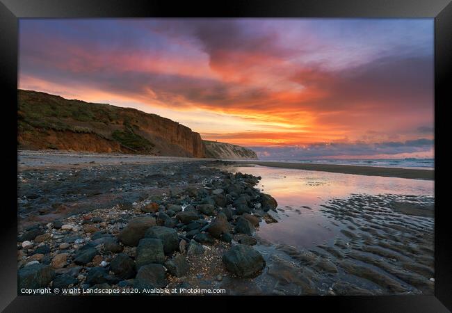 Dawn At Sandown Beach Yaverland Framed Print by Wight Landscapes