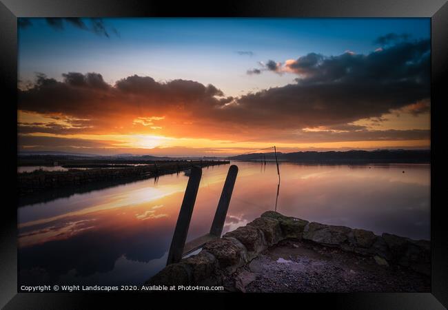 Newtown Quay Sunset Reflections Framed Print by Wight Landscapes