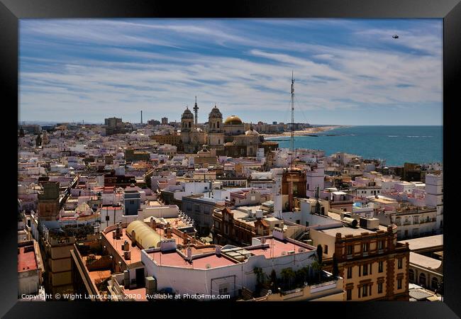 Across The Rooftops Of Cadiz Framed Print by Wight Landscapes