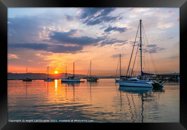Sunset Over The Bay Framed Print by Wight Landscapes