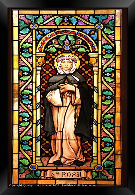 Our Lady Of Sorrows Stain glass Framed Print by Wight Landscapes