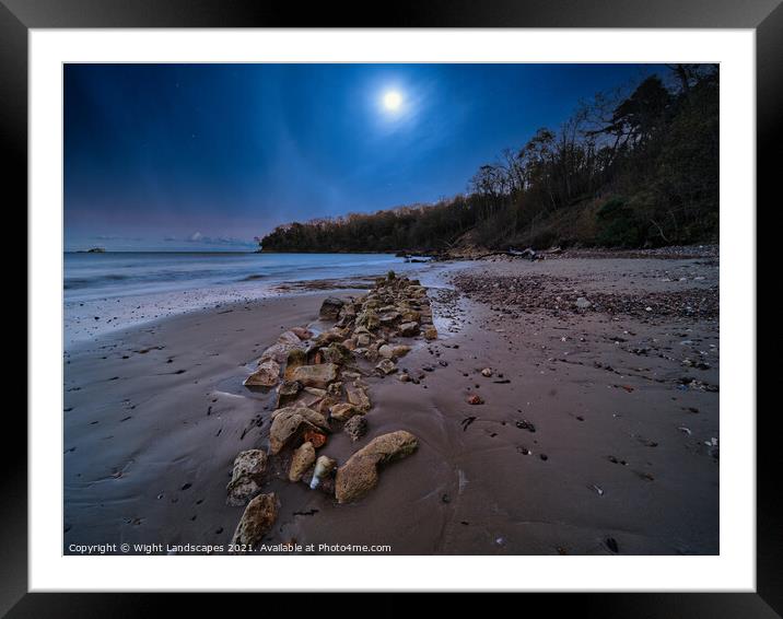 Priory Bay In The Moonlight Framed Mounted Print by Wight Landscapes