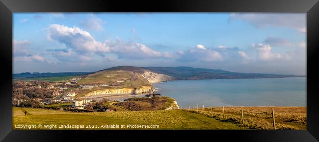 Looking Down On Freshwater Bay Framed Print by Wight Landscapes