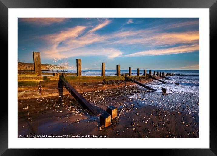 Yaverland Beach Groyne Sandown Isle Of Wight Framed Mounted Print by Wight Landscapes