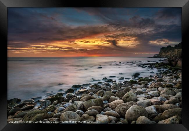 Steephill Cove Sunset Framed Print by Wight Landscapes