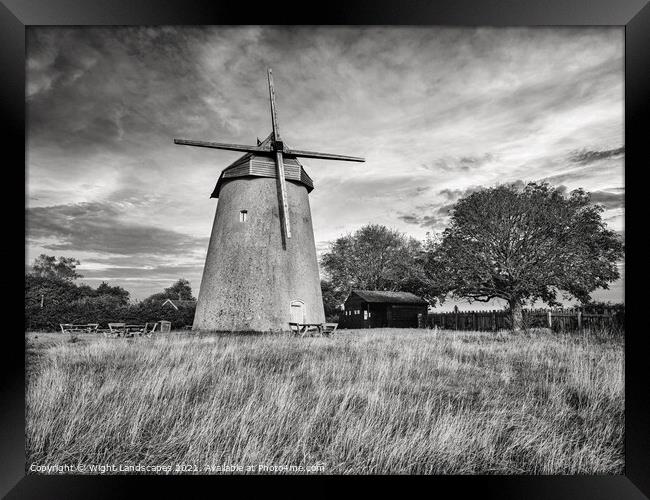 Bembridge Windmill Isle Of Wight BW Framed Print by Wight Landscapes