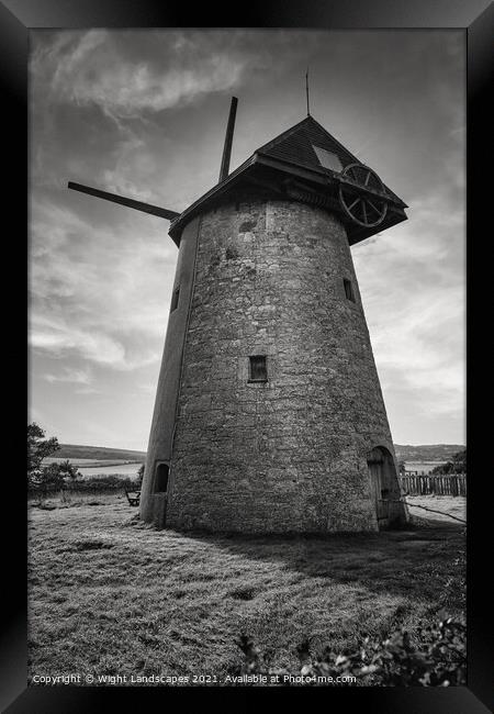 Bembridge Windmill Isle Of Wight BW Framed Print by Wight Landscapes