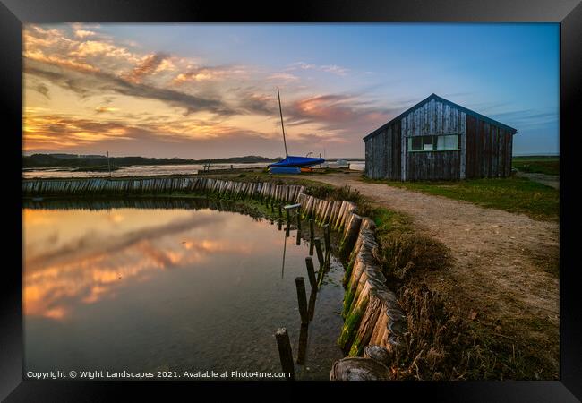 Newtown Boathouse Isle Of Wight Framed Print by Wight Landscapes