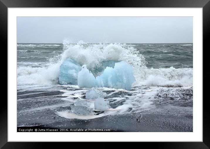 Glacier ice floe breaking waves Framed Mounted Print by Jutta Klassen