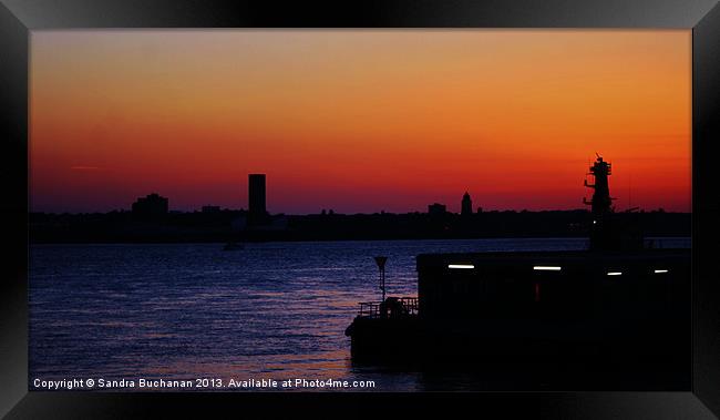 Sunset Over The River Mersey Framed Print by Sandra Buchanan