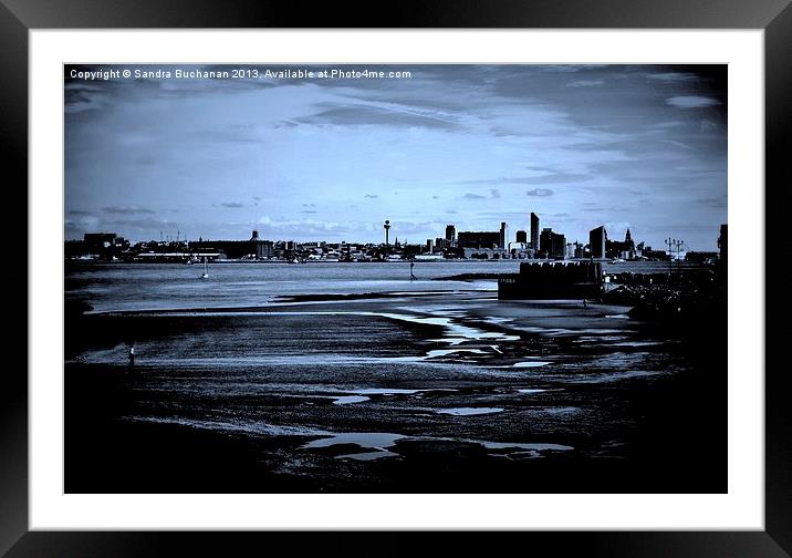 Liverpool Waterfront In The Distance Framed Mounted Print by Sandra Buchanan