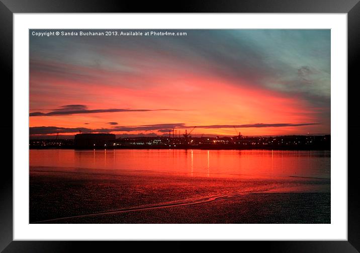 Sunset Over The River Mersey Framed Mounted Print by Sandra Buchanan