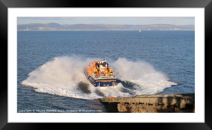 Mumbles Lifeboat to the Rescue Framed Mounted Print by HELEN PARKER