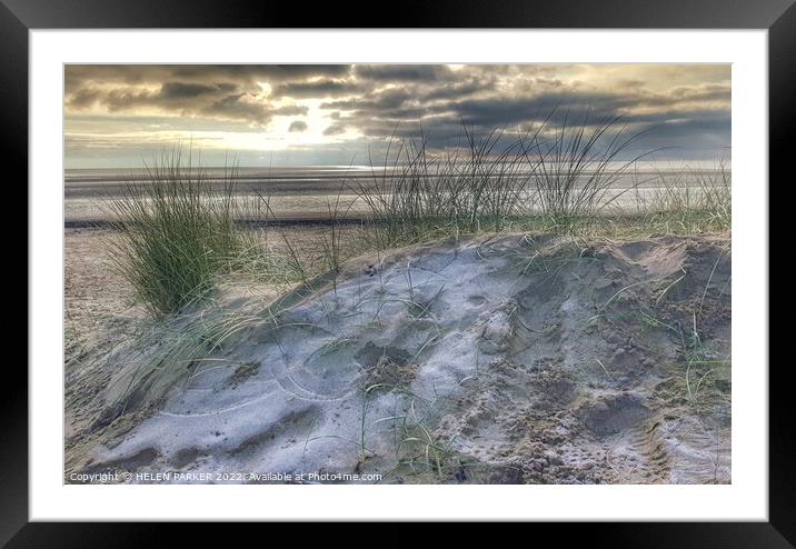 Beach on a cold and frosty morning Framed Mounted Print by HELEN PARKER