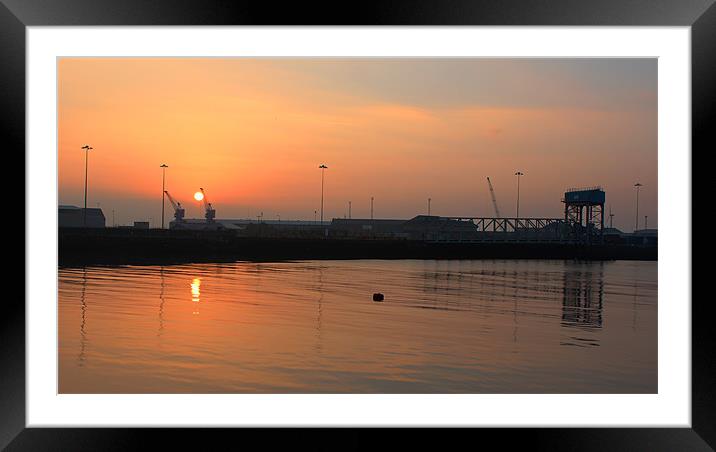 Sunrise over Swansea Docks Framed Mounted Print by HELEN PARKER