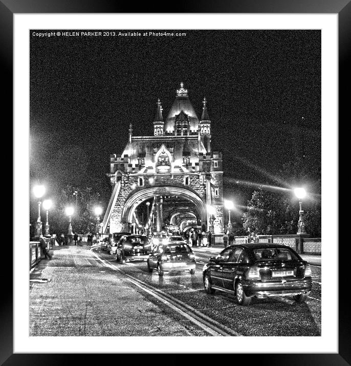 Tower Bridge at night Framed Mounted Print by HELEN PARKER